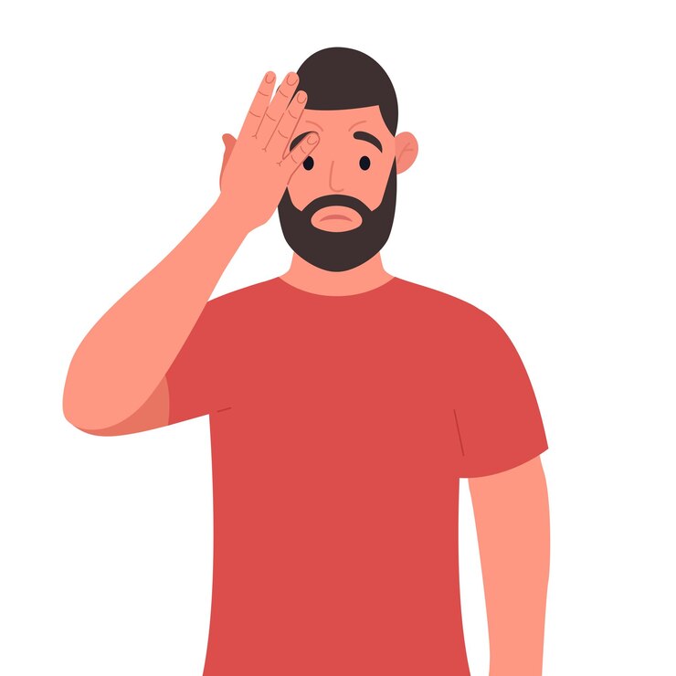 Vector bebaarde man met gebaren facepalm hoofdpijn teleurstelling of schaamte vector illustratie