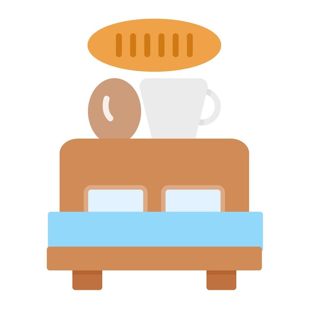 Vector bed breakfast flat illustration