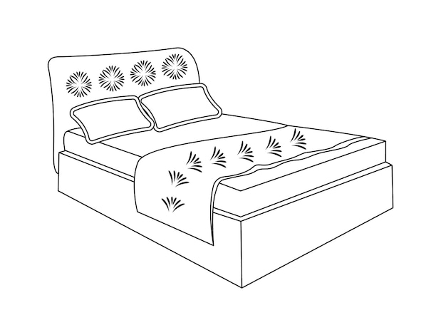 Bed doodle icon in vector Hand drawn bed icon in vector Doodle bed illustration