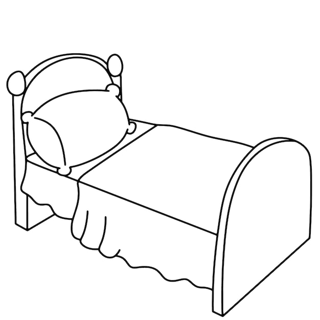 bed furniture cartoon doodle kawaii anime coloring page cute illustration drawing clip art character