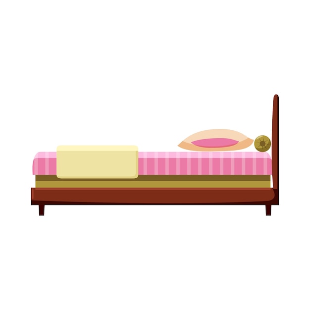 Vector bed icon in cartoon style on a white background