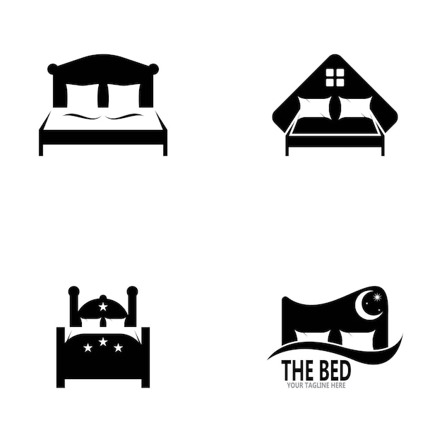 Vector bed icon and symbol vector template illustration