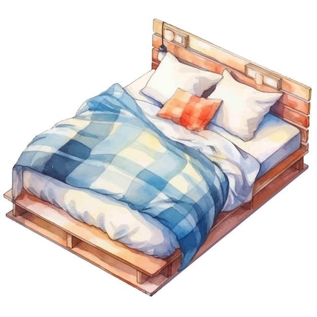 bed in aquarel stijl illustratie