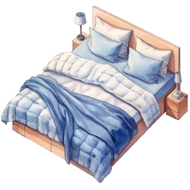 Vector bed in aquarel stijl illustratie