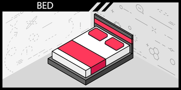 Bed isometric design icon Vector web illustration 3d colorful concept