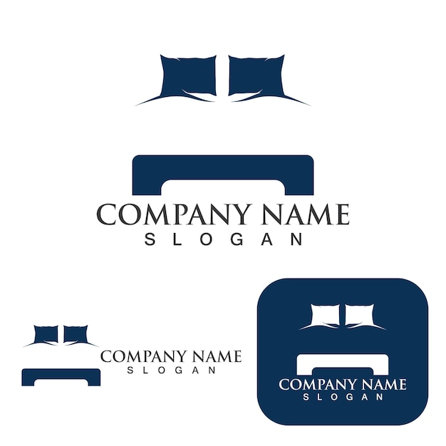 ベッドのロゴとシンボルホテルビジネスロゴベクトル