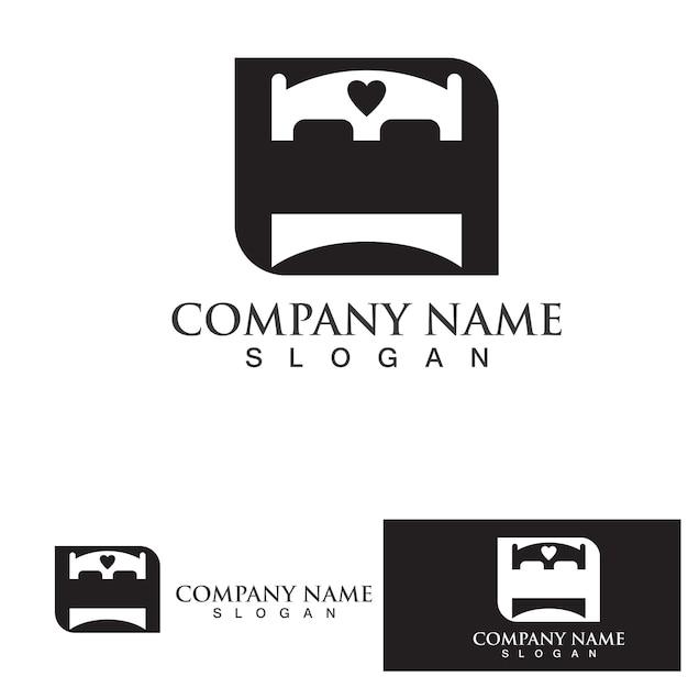 Bed logo en symbool hotel business logo vector