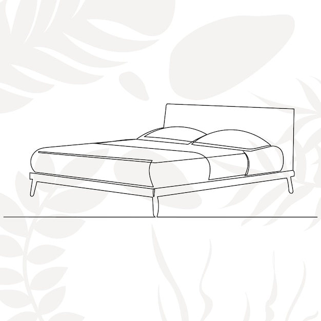 Vector bed sketch continuous line drawing vector