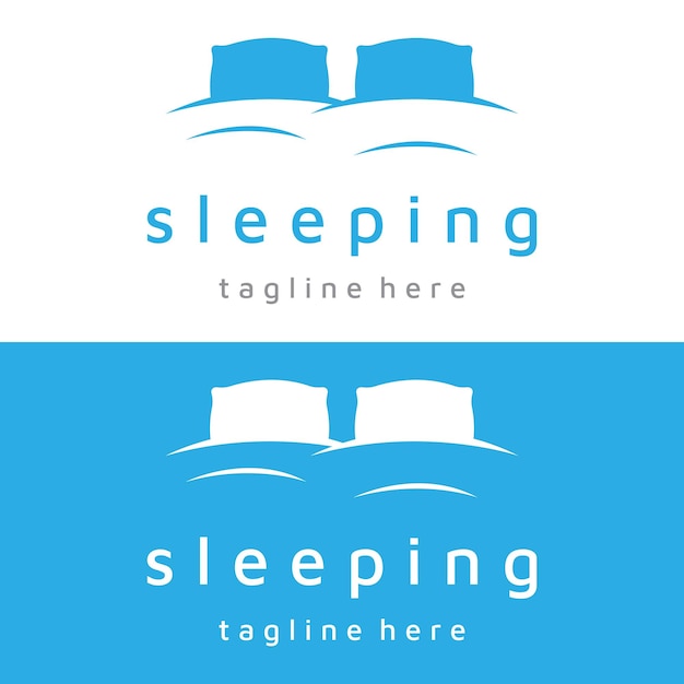 Bed and sleep logo template creative design with pillowzzz clock moon and stars