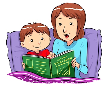 Reading book with child