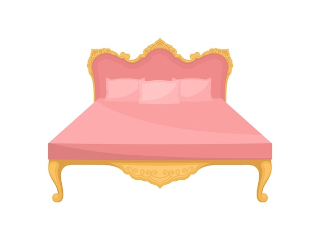 Bed on white background princess furniture concept