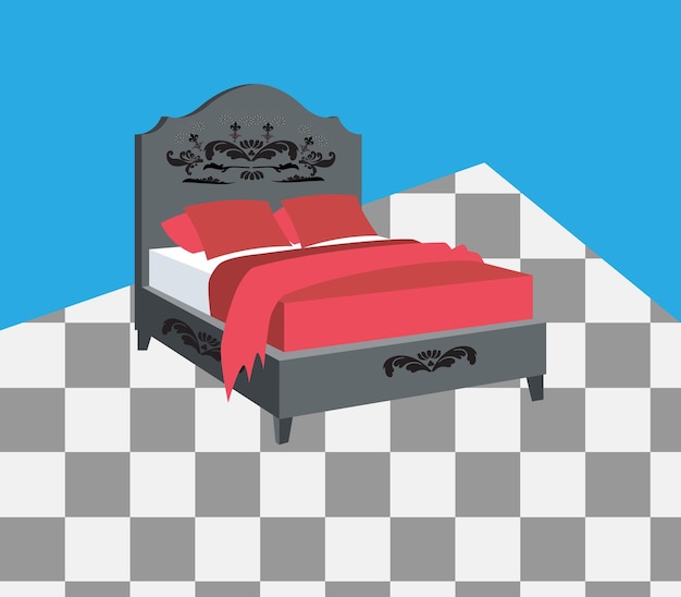 Vector bed with pillows