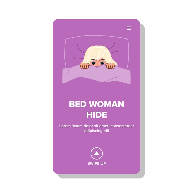 Bed woman hide vector