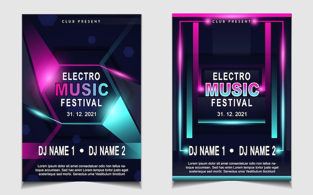 Bedek muziek poster flyer ontwerp achtergrond met kleurrijk lichteffect