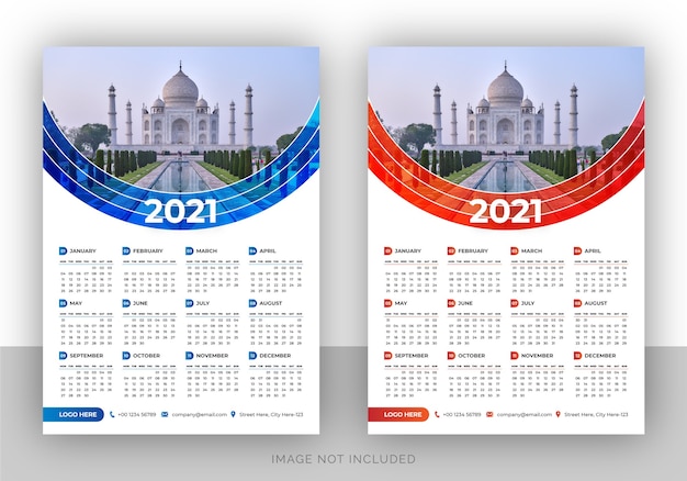 Bedrijf enkele pagina stijlvolle branding wandkalender ontwerpsjabloon