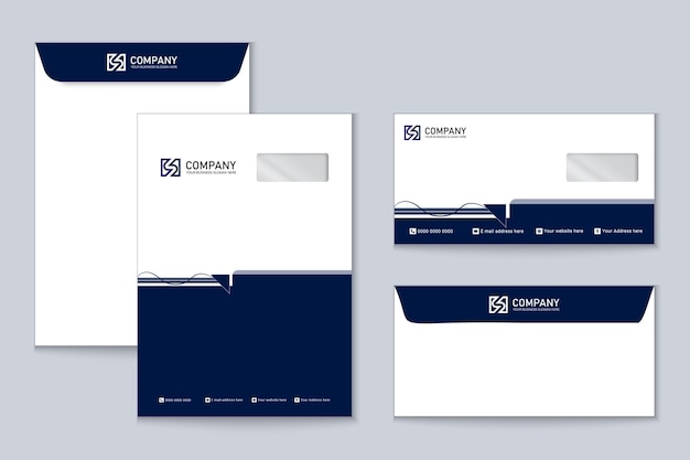 Bedrijf envelop modern design in blauwe kleur