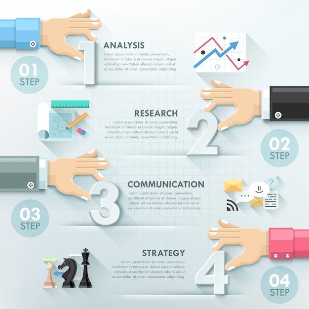 Bedrijf handen teamwerk infographics sjabloon