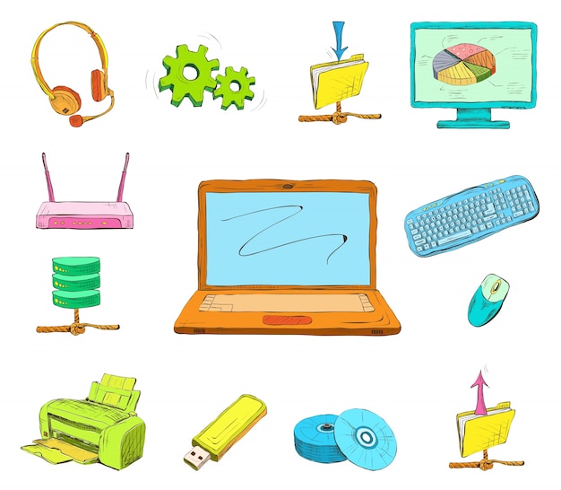 Vector bedrijfs computer icons set