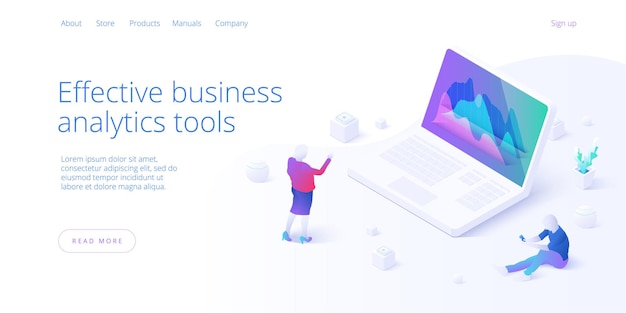 Bedrijfsanalyse isometrische bestemmingspagina-sjabloon