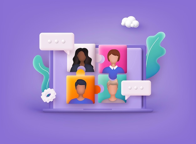 Bedrijfsconcept Teamwerkconcept Mensen die met elkaar verbonden zijn als puzzelelementen