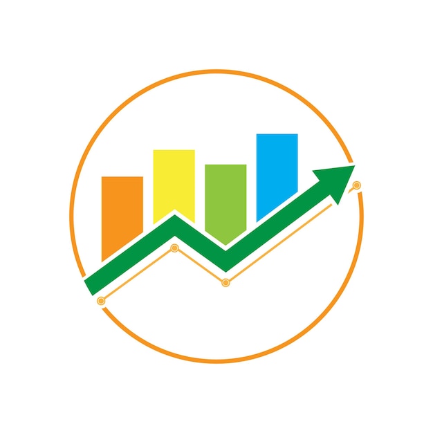 Bedrijfsgroeigrafieklogo met pijlbalk en lijndiagram