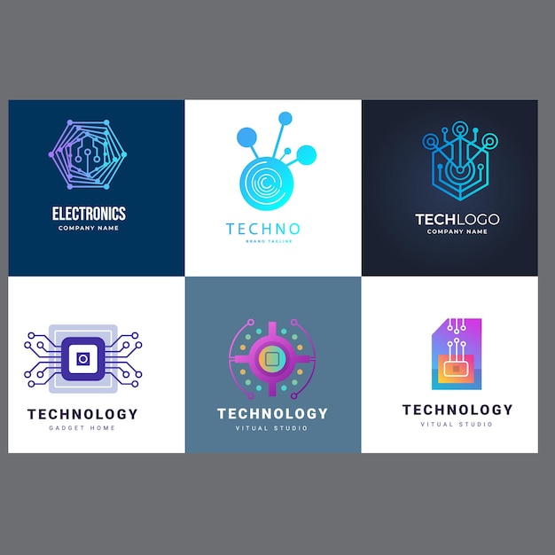 bedrijfslogo set Mega collectie logo abstracte geometrische bedrijfslogo met gradiënt stijl
