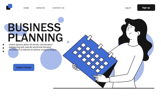 Bedrijfsplanning en vrouw met kalender vector illustratie concept strategie marketingplan