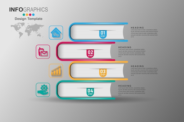 Bedrijfsproces tijdlijn infographics 4 stappen.