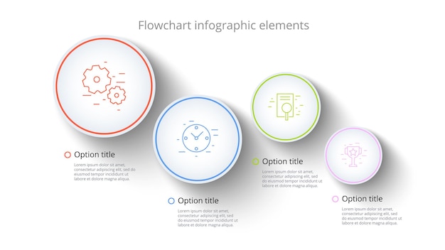 Bedrijfsprocesgrafiekinfographics met 4 stapsegmenten Circulaire bedrijfstijdlijninfograph elem