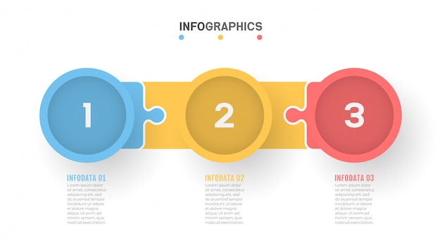 Vector bedrijfsprocestijdlijn infographics met 3 stappen.