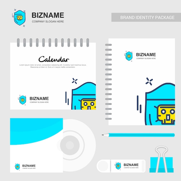 Bedrijfsprofiel brochure met stationaire items vector