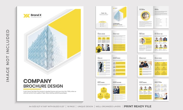 Vector bedrijfsprofiel brochure sjabloonontwerp, brochureontwerp met meerdere pagina's