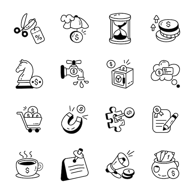 Bedrijfsstrategie Doodles Icon Pack