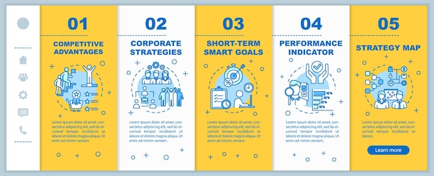 Bedrijfsstrategie onboarding vector sjabloon