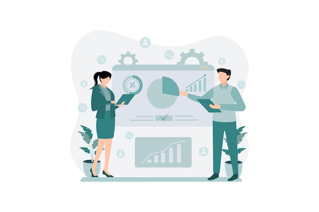 Bedrijfsstrategie Platte illustratieontwerp