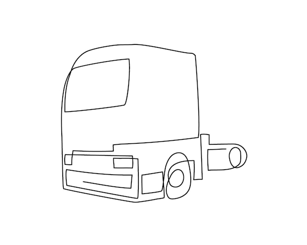 Bedrijfsvoertuig doorlopende lijntekening. een lijn kunst van vrachtwagen, vrachtwagen. hand getekend vectorillustratie.