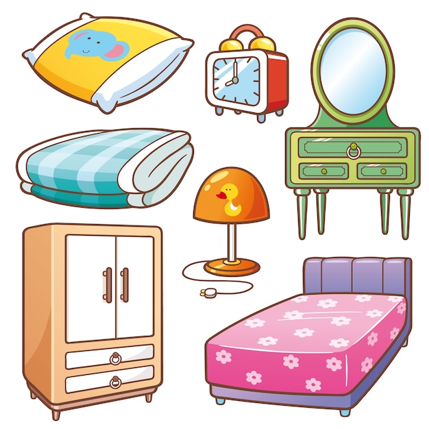 Vector bedroom element set