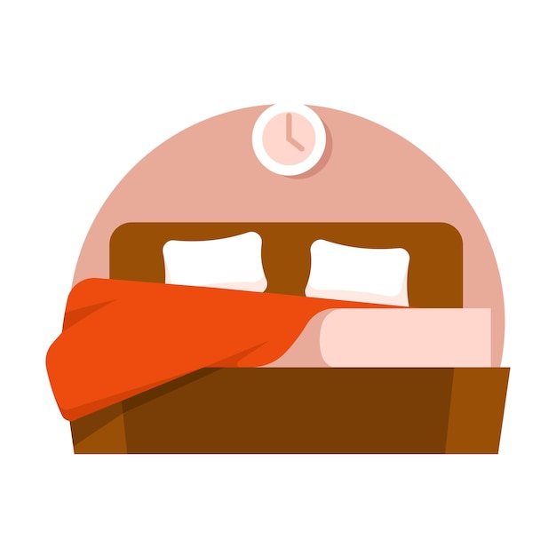 Bedroom flat icon Vector illustration bed and pillow