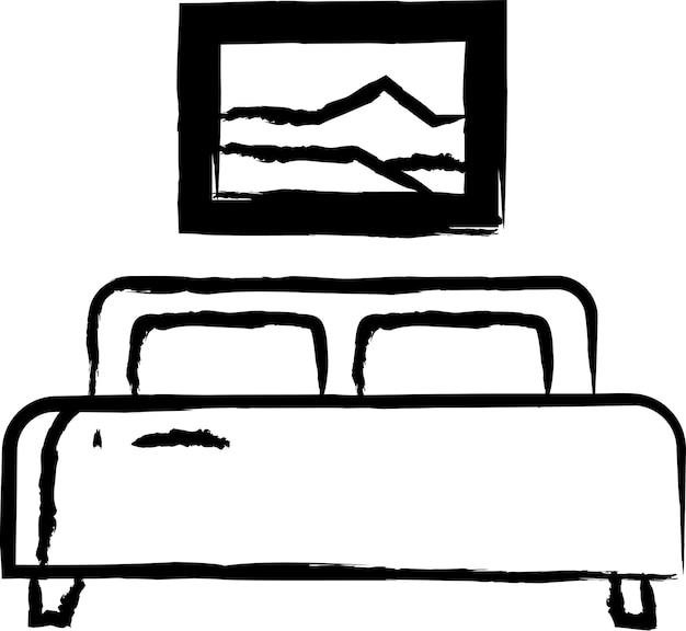 Vettore illustrazione vettoriale disegnata a mano della camera da letto