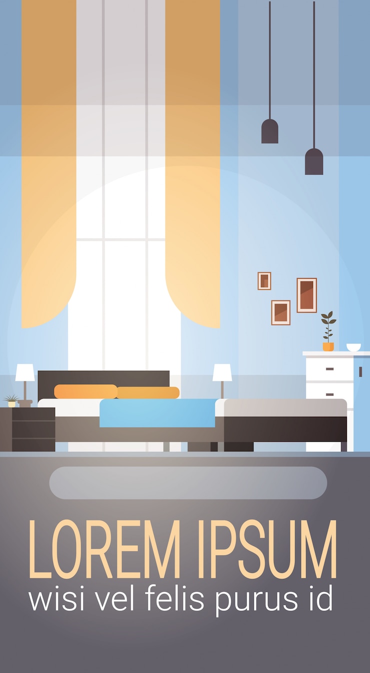 Vector bedroom interior home modern apartment design