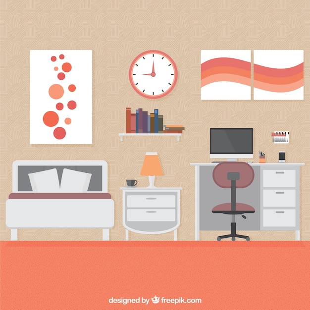 Vector bedroom interior