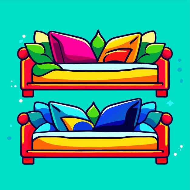 Vector beds with pillows vector illustration