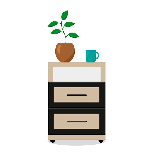 Vector bedside table vector illustration in flat style isolated on a white background