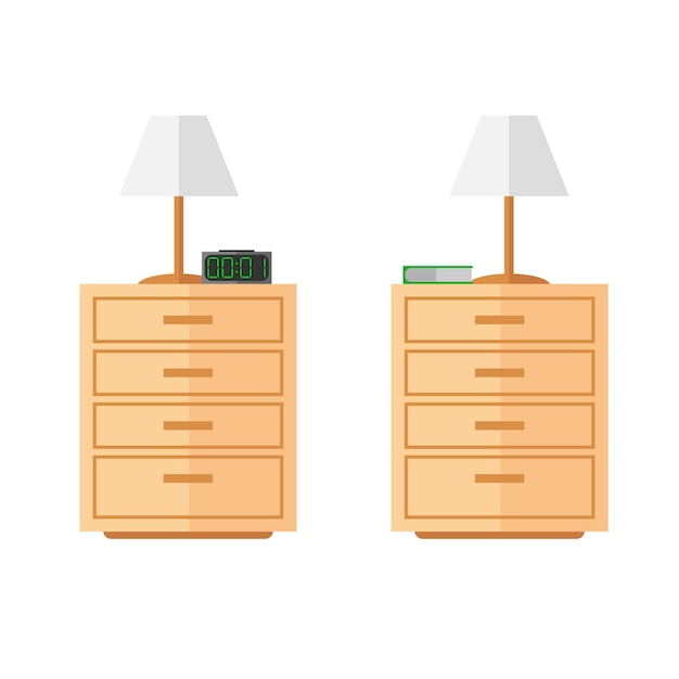 Bedside tables. Flat design.