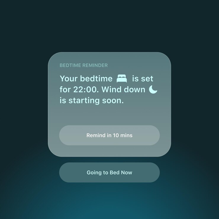 Vector bedtime reminder popup design for mobile apps