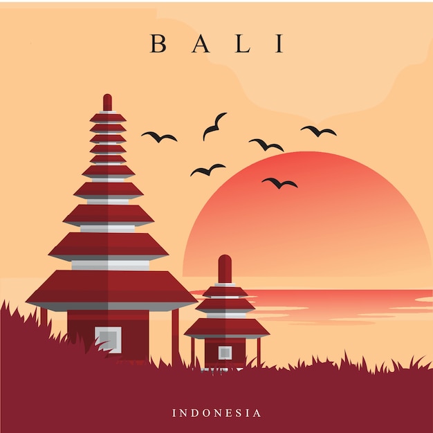 Bedugul bali illustratie