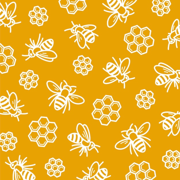 Bee achtergrond patroon set Collectie icoon bij Vector