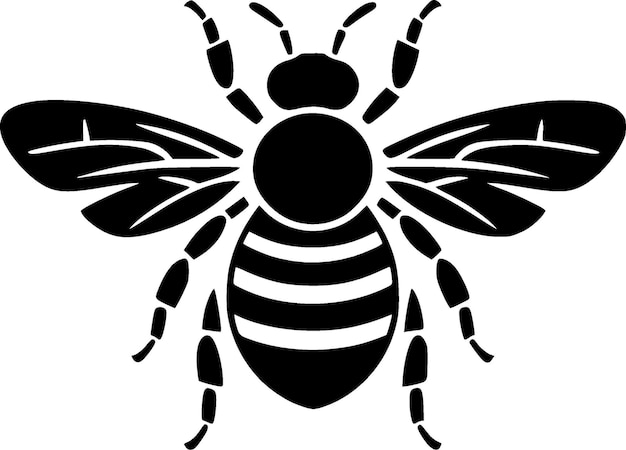 Bee Black and White Isolated Icon Vector illustration