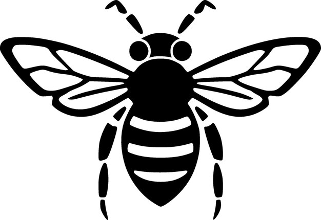 Vector bee black and white vector illustration