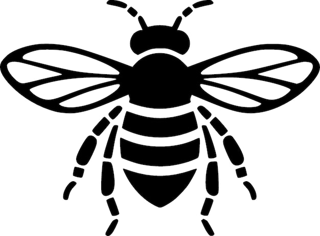 Bee Black and White Vector illustration